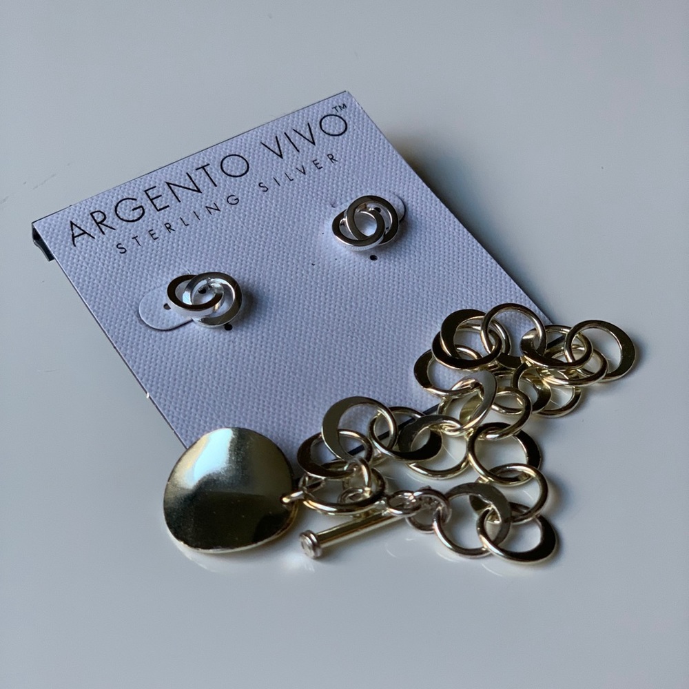 BUNDLE silver bracelet and earring